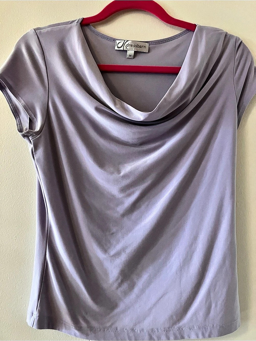 Dress Barn Cowl Neck Short Sleeve Top in Purple Size Medium
